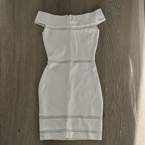 Off the Shoulder White Bodycon Dress - Size Small